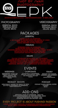 the flyer for epk photography